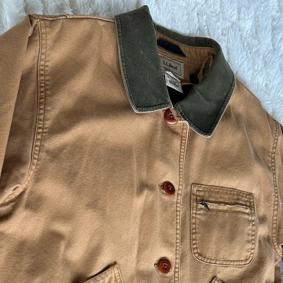 LL Bean Vintage Chore Coat Barn Jacket Tan Womens S - Picture 4 of 16